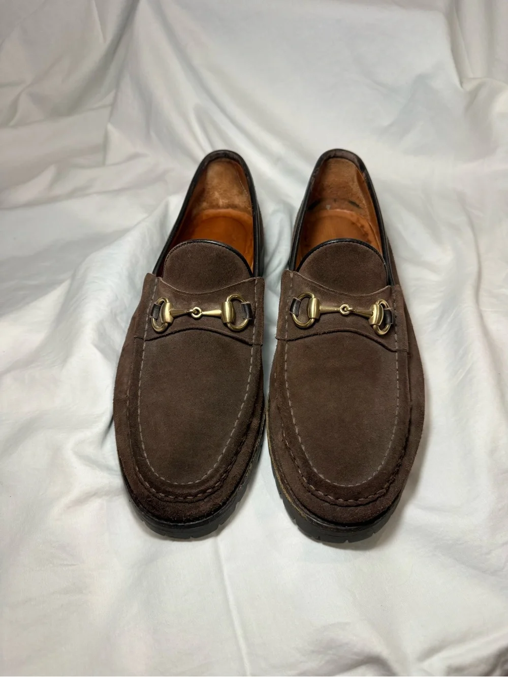 Gucci Dark Brown Suede Horsebit Loafers